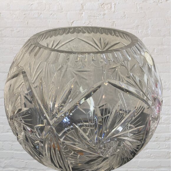 CUT GLASS LEAD CRYSTAL ROSE BOWL – Large Decorative Centerpiece, Clear, Vintage - Picture 5 of 8